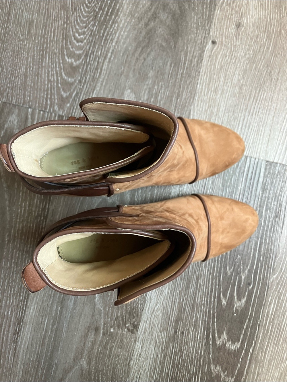 Rag & Bone "Kinsey" camel suede and leather ankle boots - Picture 7 of 17